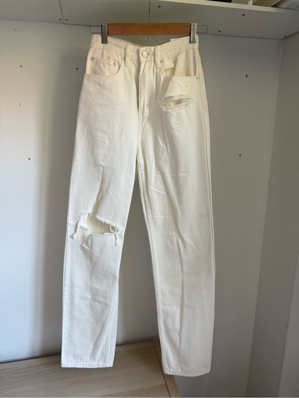 Ksubi Women's High Rise Distressed White Jeans